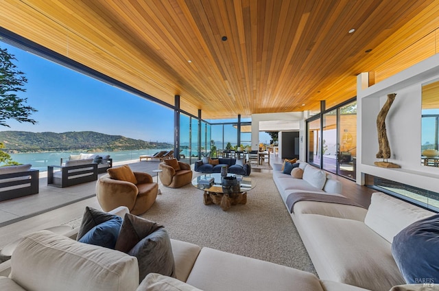 2215 Vistazo St E, Tiburon, CA 94920 - view of patio with an outdoor living space and a water and mountain view