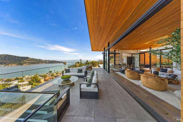 2215 Vistazo St E, Tiburon, CA 94920 - view of patio / terrace featuring a water view and an outdoor hangout area