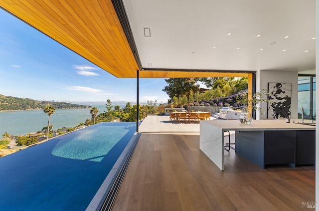 2215 Vistazo St E, Tiburon, CA 94920 - view of swimming pool with a water view and exterior bar