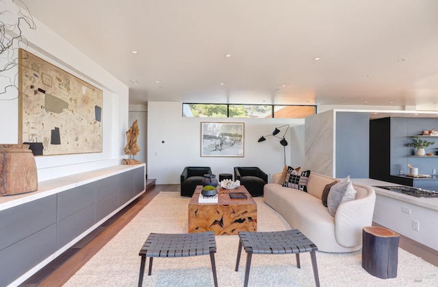 2215 Vistazo St E, Tiburon, CA 94920 - living area featuring wood finished floors and recessed lighting