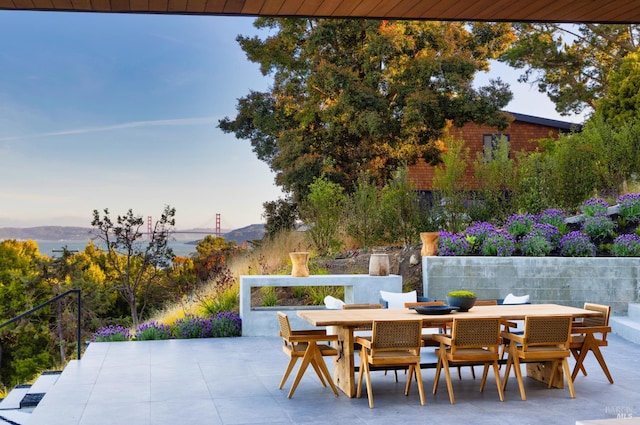 2215 Vistazo St E, Tiburon, CA 94920 - view of patio / terrace featuring outdoor dining area and a mountain view