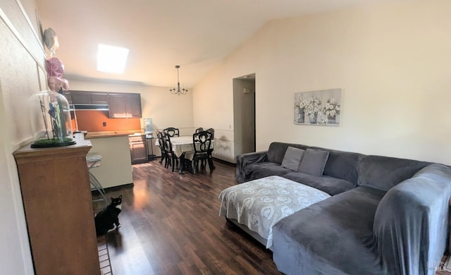 1084 Rubicon Way, Santa Rosa, CA 95401 - living area with dark wood finished floors, a chandelier, and vaulted ceiling