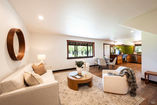 5900 Blank Rd, Sebastopol, CA 95472 - living room with wood finished floors, recessed lighting, and baseboards
