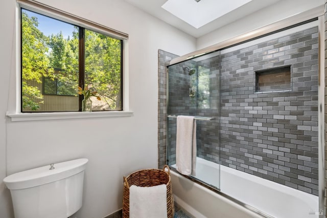 280 Oakcrest Rd, San Anselmo, CA 94960 - full bath with a skylight, combined bath / shower with glass door, and toilet