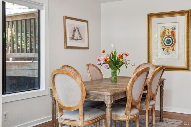 280 Oakcrest Rd, San Anselmo, CA 94960 - dining space featuring baseboards and wood finished floors