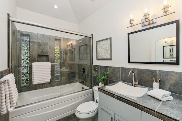 41 Cypress Rd, Point Reyes Station, CA 94956 - full bathroom featuring combined bath / shower with glass door, vanity, toilet, and tile walls