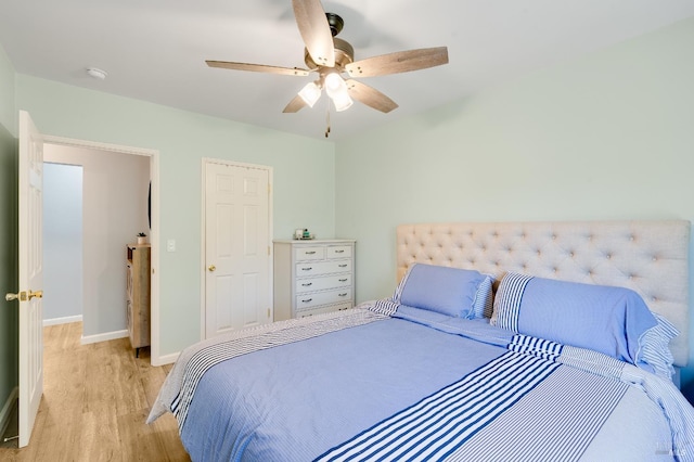 1225 Arkansas St, Vallejo, CA 94590 - bedroom featuring light wood finished floors, baseboards, and ceiling fan