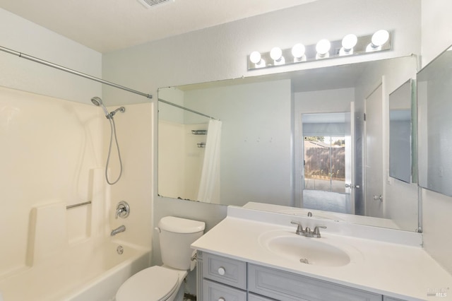 2728 Almondwood Way, Fairfield, CA 94534 - bathroom featuring shower / bath combination with curtain, toilet, and vanity