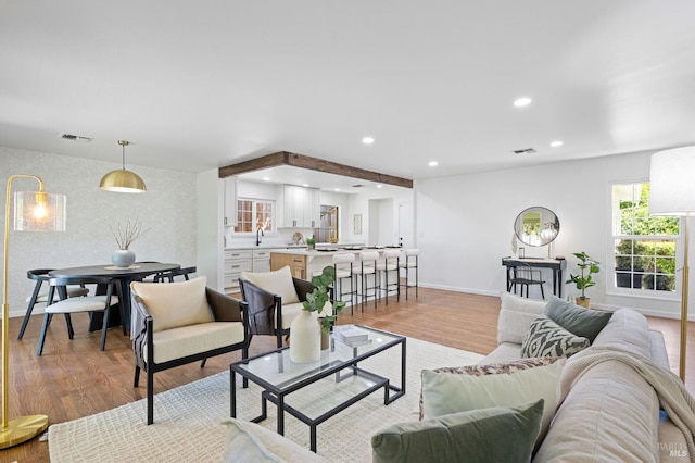 1109 Broadmoor Dr, Napa, CA 94558 - living area with light wood-type flooring, baseboards, and recessed lighting