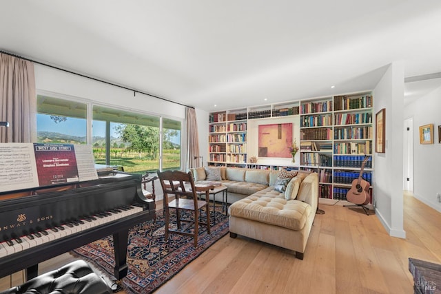 21800 River Rd, Geyserville, CA 95441 - living area with built in shelves, hardwood / wood-style floors, and baseboards