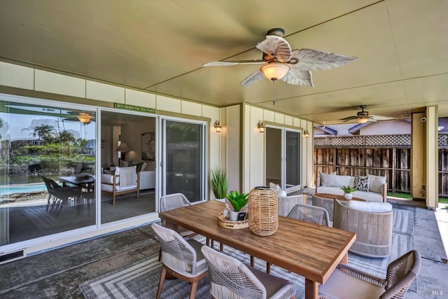 687 Cabot Way, Napa, CA 94559 - view of patio / terrace featuring ceiling fan, an outdoor hangout area, and outdoor dining space