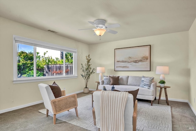 687 Cabot Way, Napa, CA 94559 - carpeted living area featuring baseboards and a ceiling fan