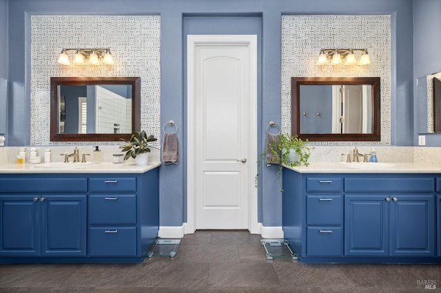 1283 Prominent Dr, Brentwood, CA 94513 - full bathroom with baseboards, two vanities, and tile patterned flooring