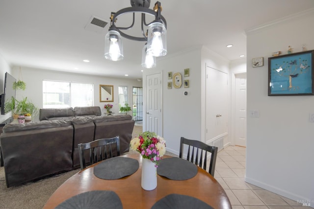 433 Freeway Dr, Napa, CA 94558 - dining area featuring light tile patterned flooring, baseboards, crown molding, and recessed lighting