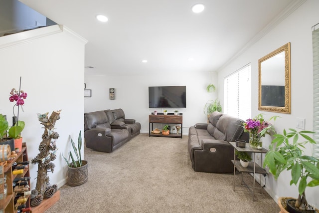 433 Freeway Dr, Napa, CA 94558 - living area with carpet floors, crown molding, recessed lighting, and baseboards