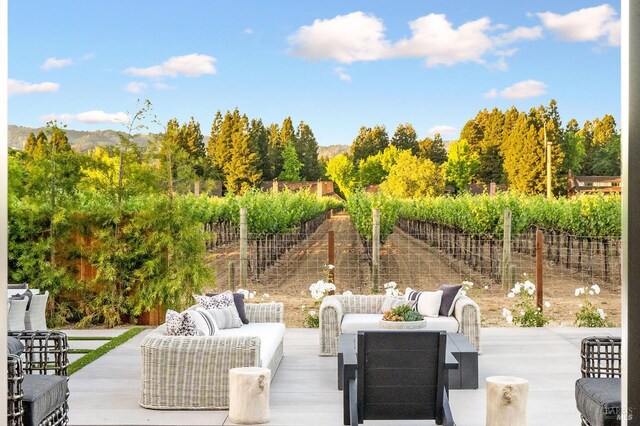 1597 Arrowhead Dr, Saint Helena, CA 94574 - fenced backyard with outdoor lounge area and a patio area