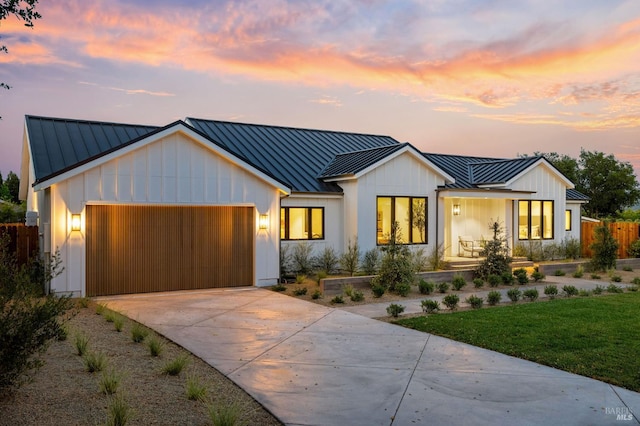 1597 Arrowhead Dr, Saint Helena, CA 94574 - modern farmhouse with a standing seam roof, metal roof, board and batten siding, and concrete driveway