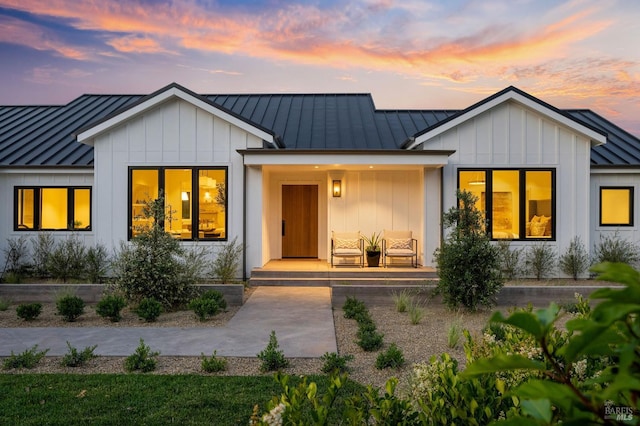 1597 Arrowhead Dr, Saint Helena, CA 94574 - modern farmhouse style home with a standing seam roof, metal roof, and board and batten siding