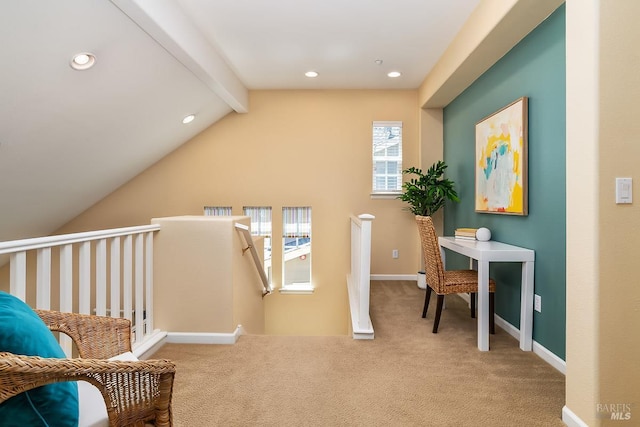4 San Pablo Ct, Novato, CA 94949 - sitting room featuring an upstairs landing, carpet floors, recessed lighting, and baseboards