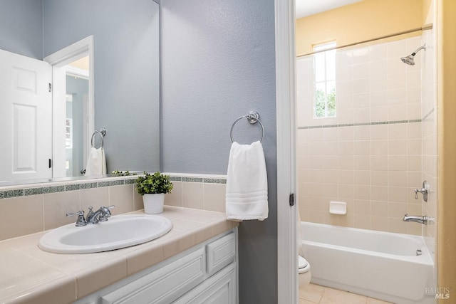 4 San Pablo Ct, Novato, CA 94949 - full bath featuring toilet, shower / tub combination, vanity, and tile patterned floors