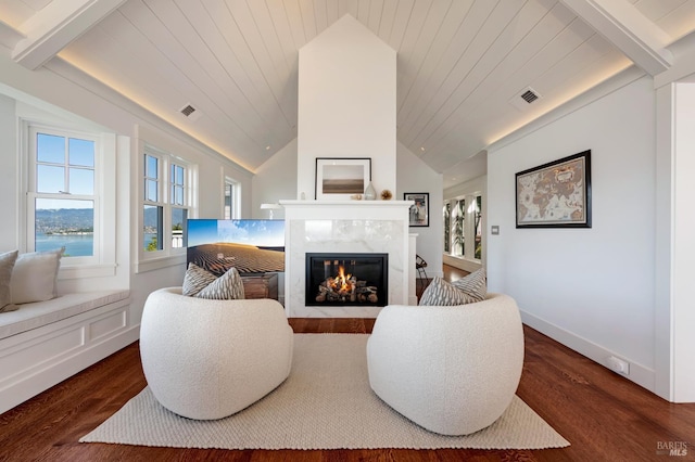 22 Eucalyptus Rd, Belvedere, CA 94920 - living area with a fireplace, wood finished floors, and baseboards