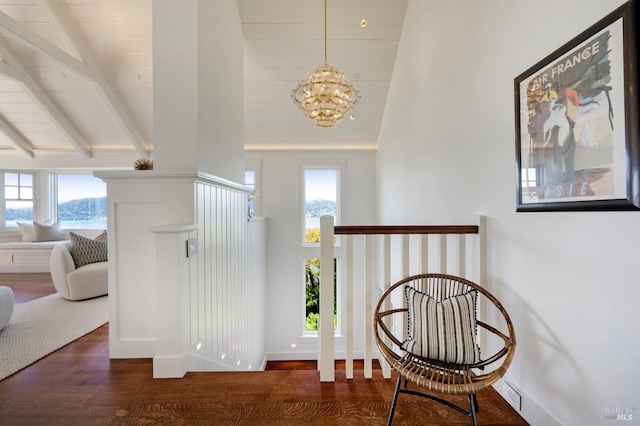 22 Eucalyptus Rd, Belvedere, CA 94920 - entryway featuring plenty of natural light, wood finished floors, and a chandelier