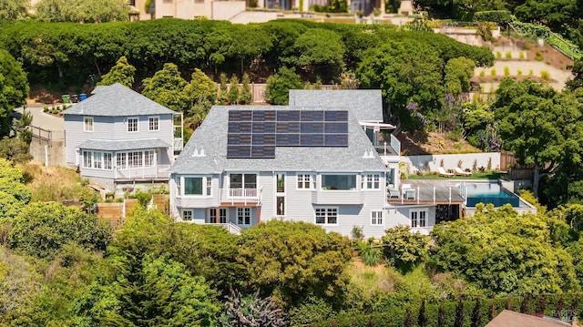 22 Eucalyptus Rd, Belvedere, CA 94920 - view from above of property featuring a tree filled landscape