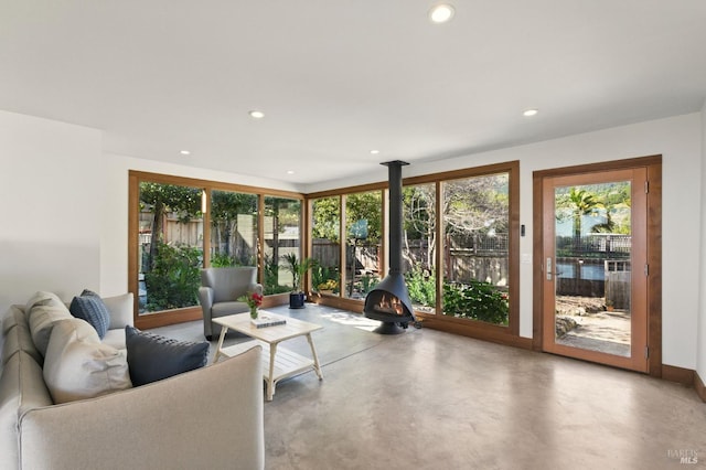 8 Rafael Patio, Stinson Beach, CA 94970 - living area featuring finished concrete flooring and recessed lighting