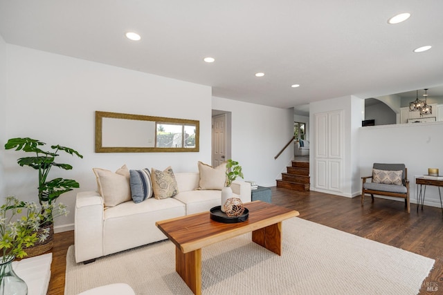 12 Maidu Ct, Napa, CA 94558 - living room featuring recessed lighting, wood finished floors, stairway, and baseboards