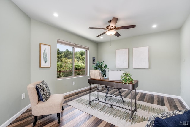 12 Maidu Ct, Napa, CA 94558 - office with baseboards, a ceiling fan, recessed lighting, and wood finished floors
