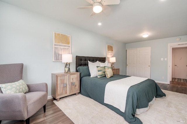 12 Maidu Ct, Napa, CA 94558 - bedroom with wood finished floors, baseboards, a closet, and a ceiling fan