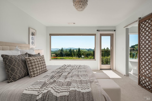 12 Maidu Ct, Napa, CA 94558 - carpeted bedroom with access to exterior and a barn door
