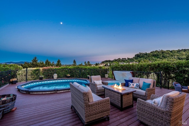 12 Maidu Ct, Napa, CA 94558 - wooden deck with an outdoor living space with a fire pit