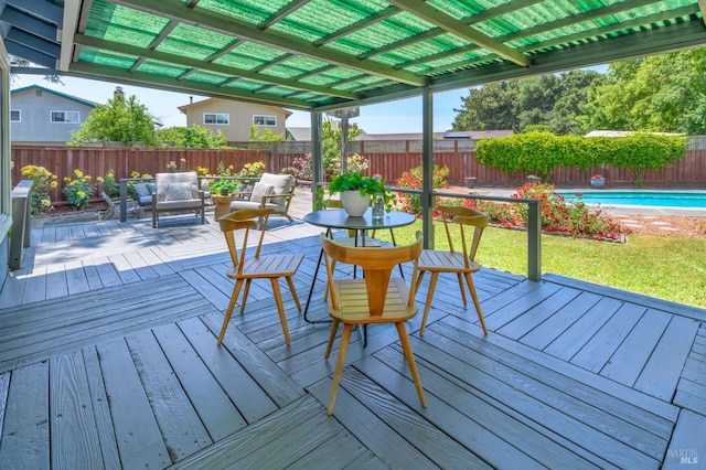 914 Cottonwood Ct, Petaluma, CA 94954 - wooden deck featuring a fenced backyard and an outdoor living space