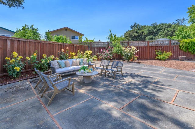 914 Cottonwood Ct, Petaluma, CA 94954 - fenced backyard with outdoor lounge area and a patio area