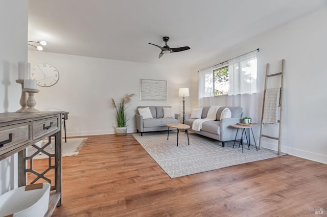 64 Los Padres Cir, Novato, CA 94947 - living area with a ceiling fan, wood finished floors, and baseboards