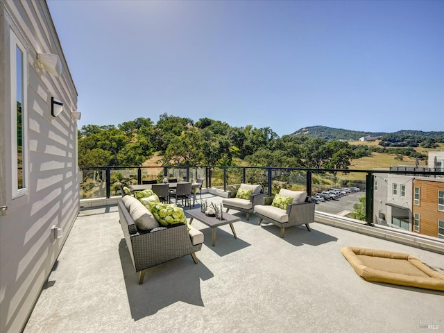 226 Verandah Ave, Novato, CA 94945 - view of patio / terrace with outdoor lounge area, a balcony, and a mountain view