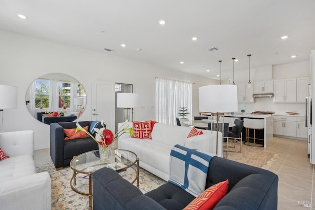1749 Guadalupe St, Petaluma, CA 94952 - living room with recessed lighting and light tile patterned floors