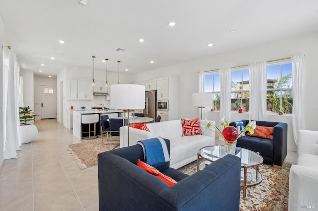 1749 Guadalupe St, Petaluma, CA 94952 - living area with light tile patterned floors and recessed lighting