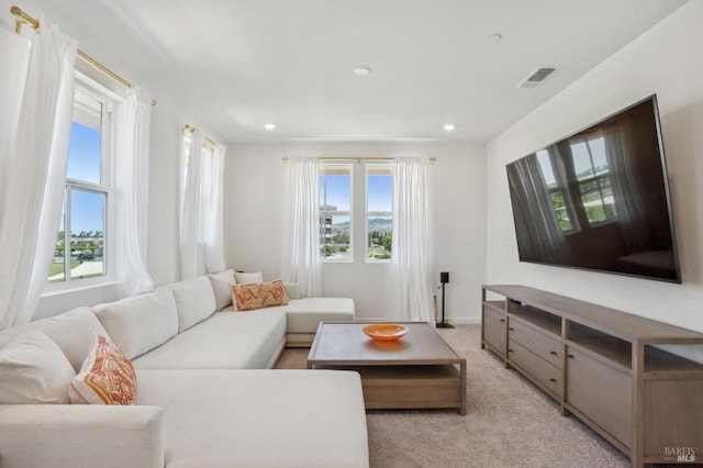 1749 Guadalupe St, Petaluma, CA 94952 - living area featuring healthy amount of natural light, light colored carpet, and recessed lighting