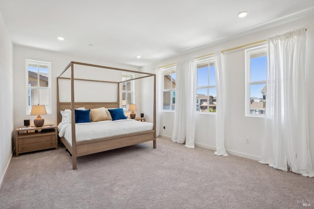 1749 Guadalupe St, Petaluma, CA 94952 - bedroom with light colored carpet, baseboards, and recessed lighting