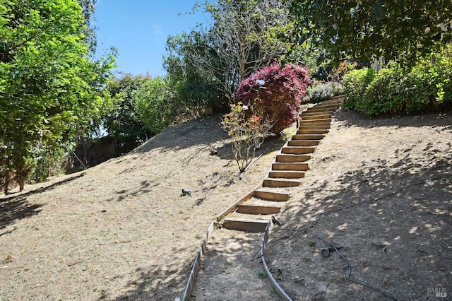 110 Monterey Dr, Tiburon, CA 94920 - view of yard featuring stairway
