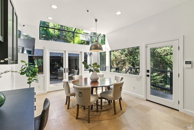 119 Marguerite Ave, Mill Valley, CA 94941 - dining area with healthy amount of natural light, recessed lighting, light tile patterned flooring, and baseboards