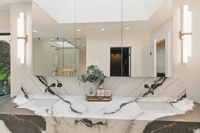 119 Marguerite Ave, Mill Valley, CA 94941 - full bathroom featuring plenty of natural light, a freestanding tub, and double vanity