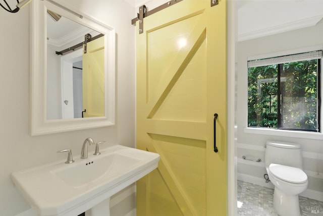 119 Marguerite Ave, Mill Valley, CA 94941 - bathroom featuring ornamental molding, toilet, and a sink