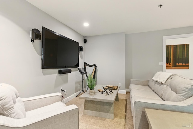 119 Marguerite Ave, Mill Valley, CA 94941 - living room featuring light colored carpet, baseboards, and recessed lighting