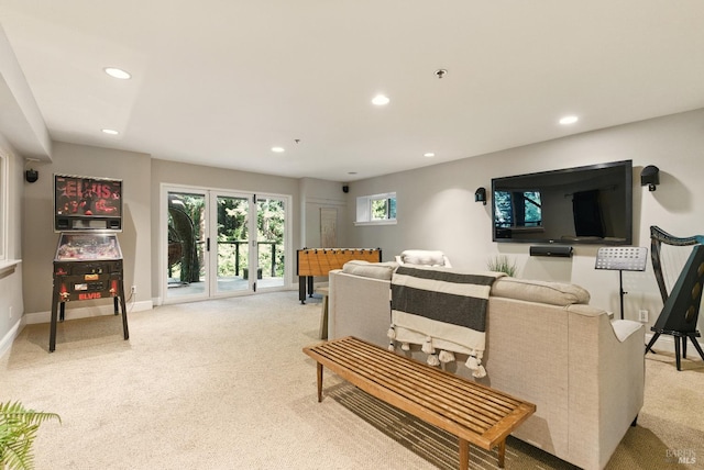 119 Marguerite Ave, Mill Valley, CA 94941 - living room with light colored carpet, recessed lighting, and baseboards