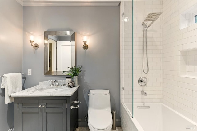 119 Marguerite Ave, Mill Valley, CA 94941 - full bath with vanity, bathtub / shower combination, toilet, crown molding, and baseboards