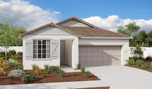 1101 Carson River Ct, Lathrop, CA 95330 - view of front of house with a garage, stucco siding, and driveway