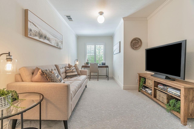 37 Angela Ave, San Anselmo, CA 94960 - carpeted living room with crown molding and baseboards